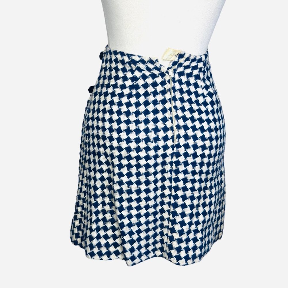 Sears Roebuck Jr High Girl Vintage 80s Houndstooth 6J Pleated Skirt Belt Buckles - Picture 8 of 9